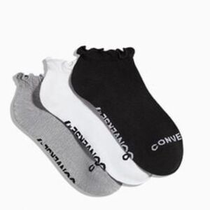 Converse 3-PK Ruffle Quarter Socks